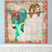 Toile Moses Ruby Chouettes Roses Art Canvas (Insitu (Plancher de Bois))