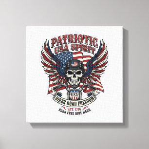 Toile Motard Patriotique Crâne Motard Route Liberté Patr