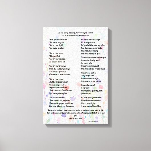 Toile "Mother's Day Poem, Stretched canvas print" (Recto)