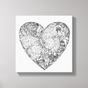 Toile Motif 6 de coeur de papillon