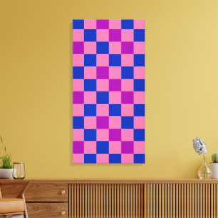 Toile Motif à carreaux bleu rose violet