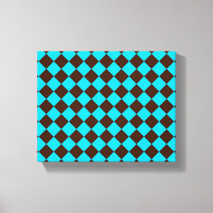 Toile Motif à carreaux diamant bleu marron