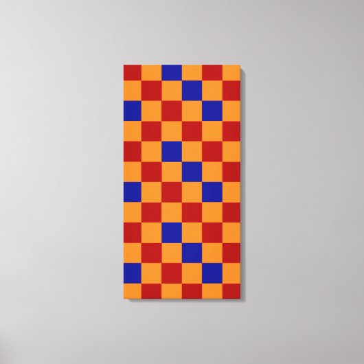 Toile Motif à carreaux rouge orange bleu  (Recto)