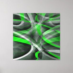 Toile Motif à ligne courbe rétro néon vert et gris des a