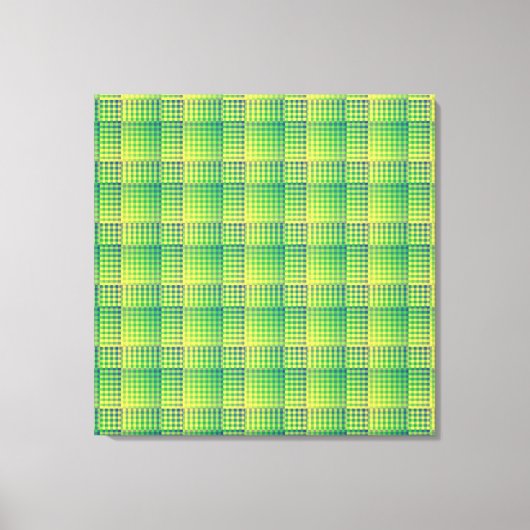 Toile Motif Abstrait à Damier Vert Bleu (Recto)