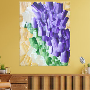 Toile Motif abstrait de coups de pinceau violets et vert