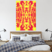 Toile Motif Abstrait de palmiers en rouge et jaune (Insitu(Chambre))