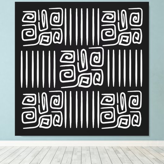 Toile Motif abstrait élégant noir et blanc (Insitu (Plancher de Bois))