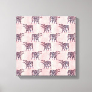 Toile Motif animal léopard rose moderne