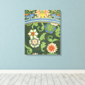 Toile Motif antique cloisonné chinois : Vert Jade (Insitu (Plancher de Bois))