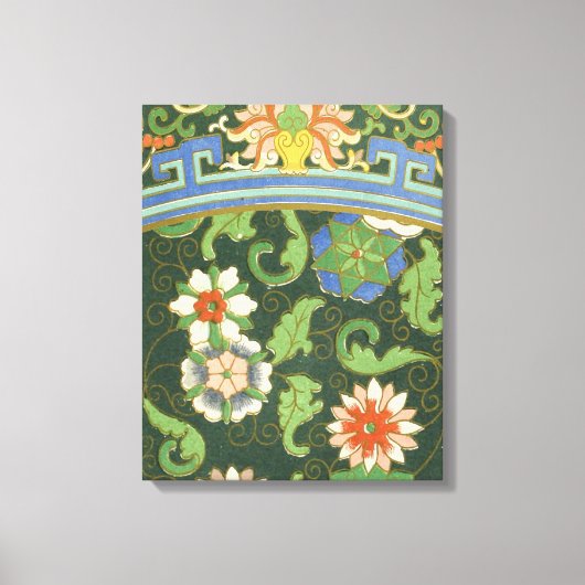 Toile Motif antique cloisonné chinois : Vert Jade (Recto)
