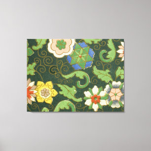 Toile Motif antique cloisonné chinois : Vert Jade