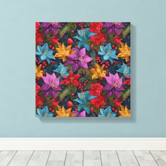 Toile Motif botanique de Noël festif (Insitu (Plancher de Bois))