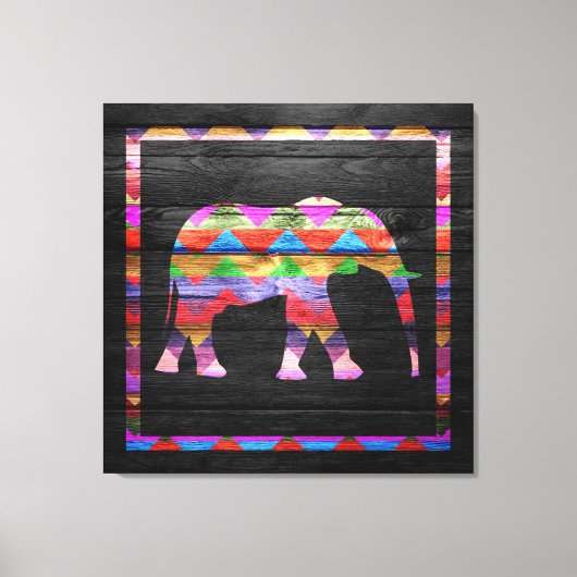 Toile Motif Chevron Elephant sur bois (Recto)