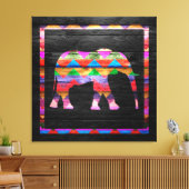 Toile Motif Chevron Elephant sur bois (Insitu(Salon))