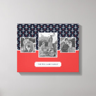 Toile Motif Coeurs et Ancres   Photo de famille   Monogr