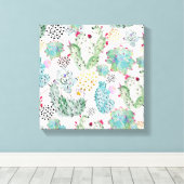Toile motif de cactus et triangles aquarelle (Insitu (Plancher de Bois))