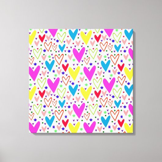 Toile Motif de cœurs colorés mignons (Recto)