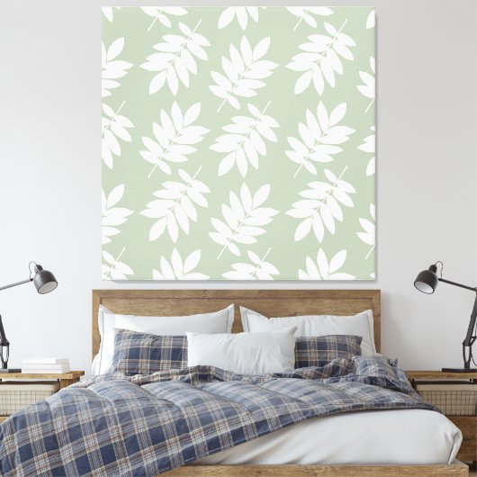Toile Motif de feuille âgée blanc + vert (Insitu(Chambre))