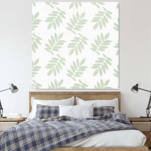 Toile Motif de feuille aînée vert+blanc