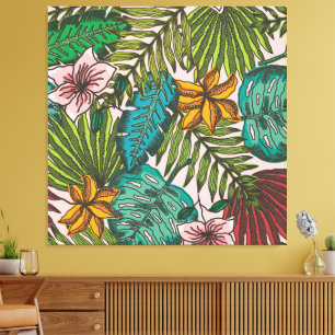 Toile Motif de feuilles tropicales - Décoration florale 