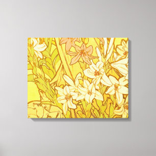 Toile Motif de fleurs de lys d'Alphonse Mucha : Art nouv