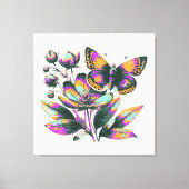 Toile Motif de fleurs de papillon vibrant (Recto)