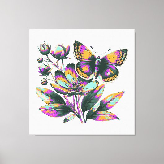 Toile Motif de fleurs de papillon vibrant (Recto)