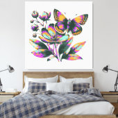 Toile Motif de fleurs de papillon vibrant (Insitu(Chambre))