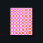 Toile Motif de formes À damiers Abstraites en rose<br><div class="desc">Abstrait Motif de formes À damiers en toile rose et orange</div>