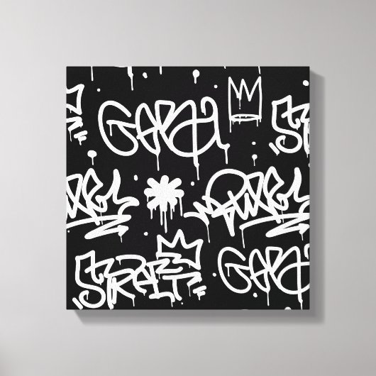 Toile Motif de graffitis noir et blanc (Recto)