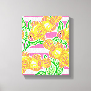 Toile Motif de poissons tropicaux rayés Imprimer