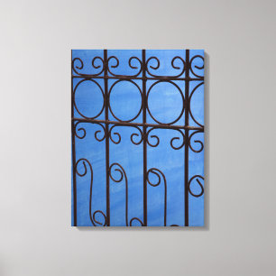Toile Motif de porte en fer bleu, Cuba