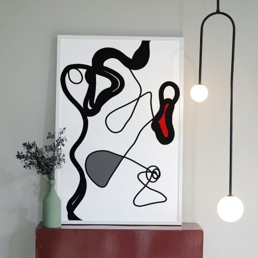 Toile Motif de rétention : Abstrait noir, blanc, gris et