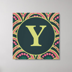 Toile Motif de ventilateur floral rose et vert