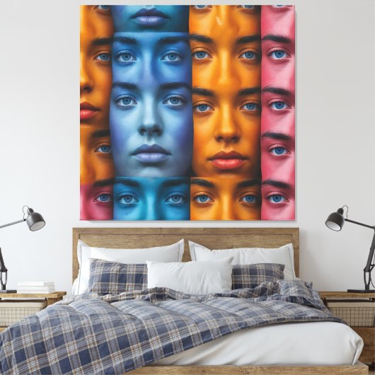 Toile Motif des faces colorées (Insitu(Chambre))