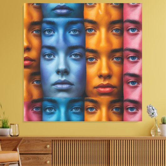 Toile Motif des faces colorées (Insitu(Salon))