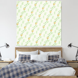 Toile Motif élégant moderne de feuilles d'aquarelle VERT