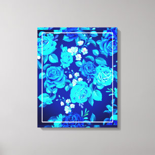 Toile Motif Fleurs Rose Bleue Classique-87600