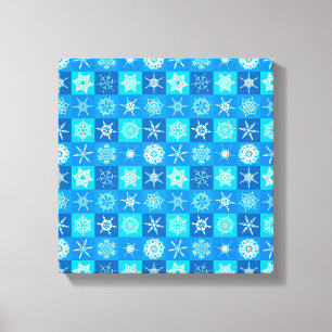 Toile Motif Flocons de Neige Bleus