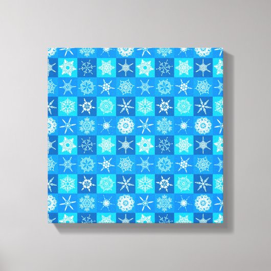Toile Motif Flocons de Neige Bleus (Recto)