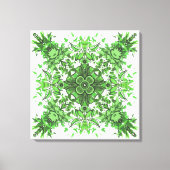 Toile Motif floral abstrait en noir et vert sur fond bla (Recto)