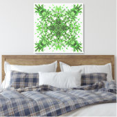 Toile Motif floral abstrait en noir et vert sur fond bla (Insitu(Chambre))