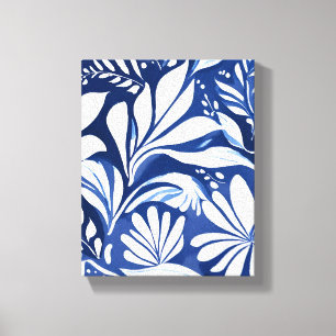 Toile Motif floral aquarelle botanique bleu