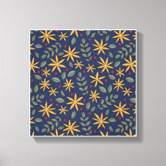 Toile Motif floral doré, dessin botanique