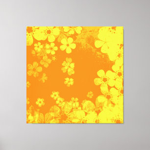 Toile Motif floral jaune et orange