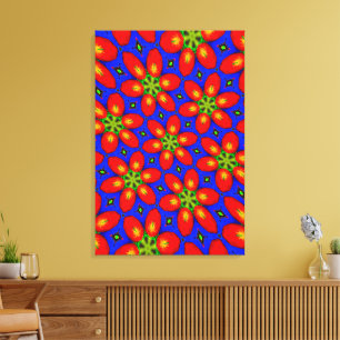 Toile Motif Floral Rouge mou