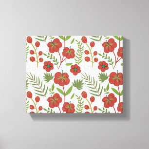 Toile Motif floral rouge sans couture sur arrière - plan