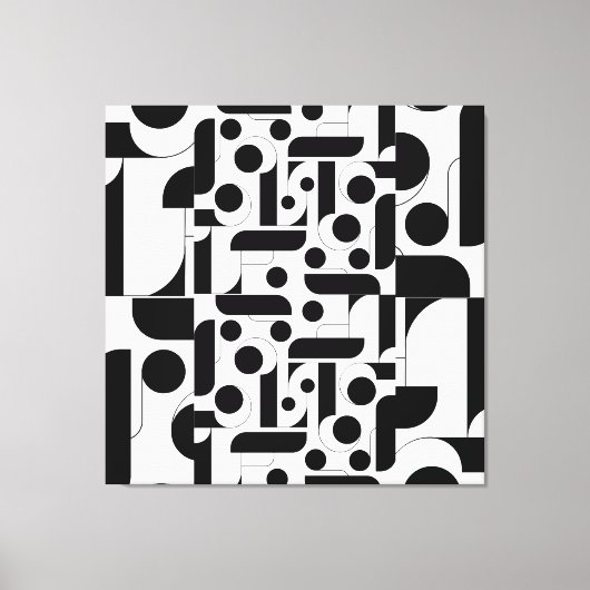 Toile Motif géométrique abstrait noir blanc (Recto)