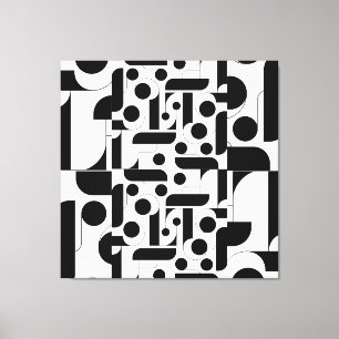 Toile Motif géométrique abstrait noir blanc